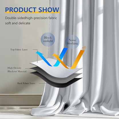 Room Divider Blackout Curtain Track Curtains Wall Dividers Panels Screen for Living Rooms Bedroom Office Privacy Partition Separation, W100 × L96 Inch,1 Panel, White