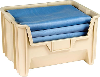 Hudson Exchange 20" x 15" x 12.5" (3 Pack) Plastic Giant Stackable Hopper Bin Container, Tan