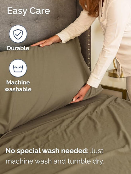 Extra Deep Cal King Sheet Set - 6 Piece Breathable & Cooling Sheets - Hotel Luxury Bed Sheets Set - Easy & Secure Fit - Soft, Wrinkle Free & Comfy Sheets Set - Khaki Sheet Set with Extra Deep Pockets