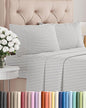 Twin XL 4 Piece Sheet Set - Cooling, Comfy & Breathable - Hotel Luxury Bedding Includes Fitted Sheet for Women, Men, Kids & Teens - 1 Flat, 1 Fitted Sheet, 2 Pillowcases w/Deep Pockets - Grey Stripes