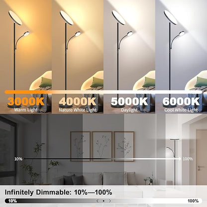 Floor Lamp-42W/4200LM Super Bright Floor Lamp,Dimmable 2-in-1 LED Floor Lamp with Reading Light,69" Tall Standing Lamp with Remote & Touch Control,Modern Floor Lamps for Bedroom,Living Room,Office