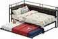 LIKIMIO Daybed with Trundle, Twin Corner Bed Fram with Bedside Storage,Sofa Day Bed for Living Room, Bedroom and Guest Room,Black