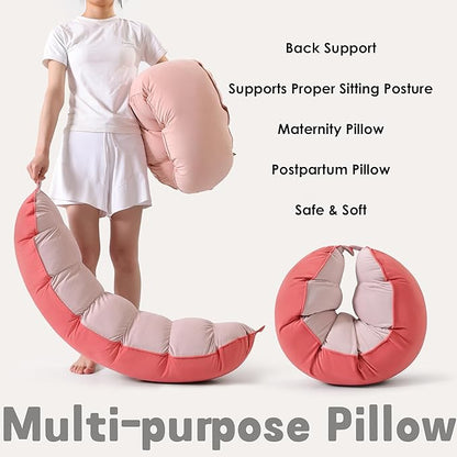 Peallow(Pat. Pend) – Long Round Body Pillow for Adults, Bolster Pillow for Sleeping, Soft and Supportive Pillow for Sleeping & Lumbar Support(Coral Peach,39")