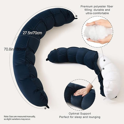 Peallow(Pat. Pend) – Long Round Body Pillow for Adults, Bolster Pillow for Sleeping, Soft and Supportive Pillow for Sleeping & Lumbar Support (Teal Blue,59")