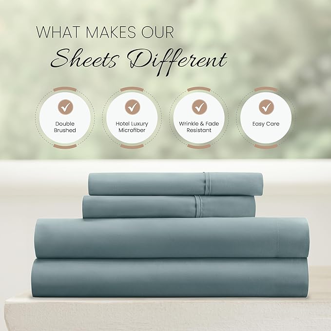 Linen Market Bed Sheets for Queen Size Bed (Ocean) - Sleep Better Than Ever with These Soft and Cooling Queen Sheets - Deep Pocket Fits 16" Thick Beds - 4 Piece Sheet Set