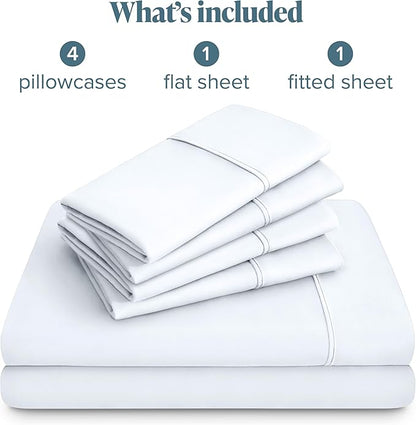 Bare Home Hotel Luxury Full XL Sheet Set, Extra Soft - 6 Piece Set - Deep Pockets - Easy Fit - Cooling & Breathable - Wrinkle, Fade, Stain Resistant - Includes 4 Pillowcases (Full XL, White)
