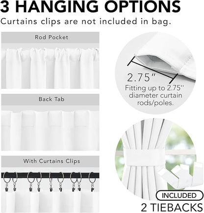 Deconovo Blackout Curtains for Bedroom & Nursery, Thermal Insulated Drapes, Back Tab & Rod Pocket, Noise Reducing, Energy Saving Room Darkening for Living Room White 42W x 84L Inch