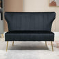 50’’ Armless Loveseat Sofa, Comfy Upholstered Velet Small Couch Sofa with Gold Legs, 2 Seater Tufted Modern Couch for Living Room, Bedroom, Apartment Small Space (Black)