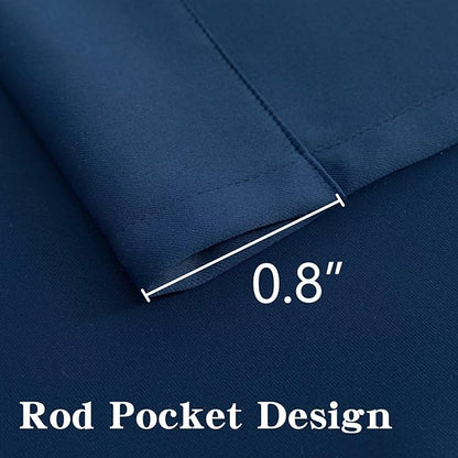 Blackout Curtains for Bedroom 1 Panel, Custom Curtains Thermal Insulated Navy Blue, Rod Pocket Room Darkening Drapes for Living Room Windows Luxury Decor(Custom Size,Navy Blue)