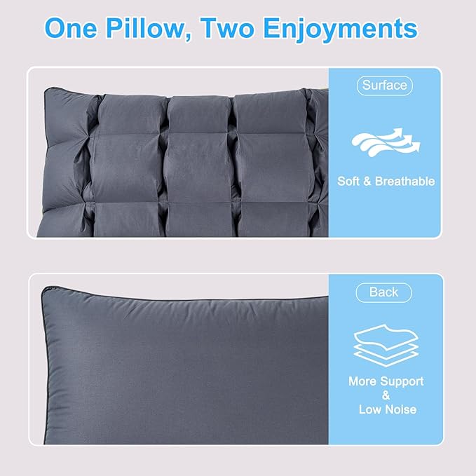 YOUR MOON Soft Pillow Queen for Sleeping, Super Soft Support Down Alternative Pillow, 100% Cotton Shell Luxury Comfy Fluffy Bed Pillows for Sleep(Gray)