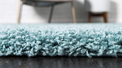 Unique Loom Solid Shag Collection Area Rug (2' 2" x 6' 7" Runner Light Slate Blue)
