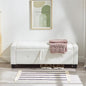 48” Storage Ottoman Bench, Upholstered Button-Tufted End of Bed Bench with Soft-Close Hinge & Solid Wood Legs, Foot Rest for Living Room, Bedroom, Hallway (Faux Leather, White)