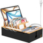 Pezin & Hulin Bamboo Charging Station for Multiple Devices, USB Charger Dock Organizer, with Power Supply (10 Ports HUB), 6 Cables, Cable Management Organizer for Cell Phones, Tablets -Natural+Black