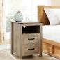 Sierra Rustic Night Stand, Farmhouse End Table, Modern Bedside Table with 2 Storage Drawers and Open Shelf, Tall Nightstand for Bedroom