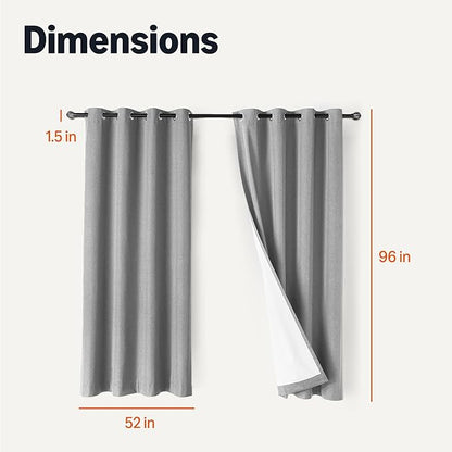 Amazon Basics 100% Blackout Curtains with Grommets, 2 Panels, 52 x 96 Inches, Dark Gray
