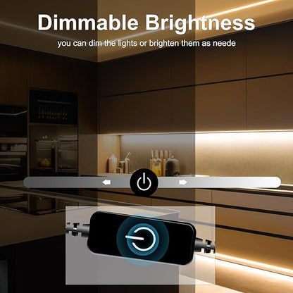 COB LED Strip,LED Strip Lights 5M/16.4ft,Touch Dimmable LED Strips,CRI90+,3000K Warm White cob led,1600LEDs,24V LED Tape Lights,Indoor for Bedroom, Kitchen, TV, Mirror,Cabinet