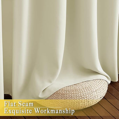 NICETOWN Room Darkening Beige Curtain 80 inch Length, Grommet Thermal Insulated Doorway Drape Blackout Curtain Sound Reducing for Bedroom/Living Room, 1 Panel, W46 X L80
