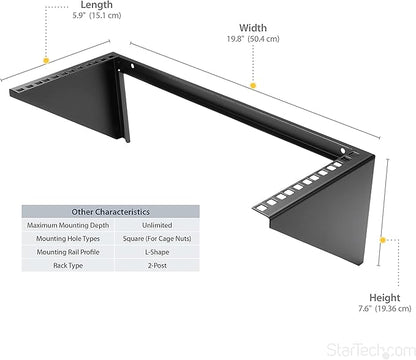 StarTech.com 4U Wall Mount Patch Panel Bracket - 19 inch Steel Vertical Mounting Rack for Network and Data Equipment, TAA (RK419WALLV)