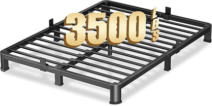 4 Inch King Heavy Duty 3500 lbs Bed Frame with Round-Corner Legs & Anti-Squeak Design – Quick Assembly Metal Platform, No Box Spring Needed