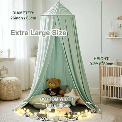Green Bed Canopy for Girls with Light, Princess Canopy Curtains for Twin Full Queen Size Kids Bed, Canopy for Girls Bed Room Decor, Hanging Castle Ceiling Tent