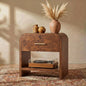 Night Stand [Unique Curved Profile] [FSC-Certified Wooden Board] 1-Drawer and 1 Storage Shelf Nightstand 24" H Metal Handle Modern Bedside Table Side Table End Table