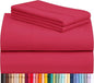LuxClub 4 PC Sheet Set Bed Sheets Deep Pockets 16" Eco Friendly Wrinkle Free Cooling Machine Washable Hotel Bedding Silky Soft - Red Queen