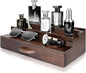 EOSAHR Farmhouse Wooden Cologne Organizer for Men - 3 Tier Perfume Stand Organizer for Dresser with Storage Drawer and Hidden Compartment - Great Gift for Men (Retro Brown)