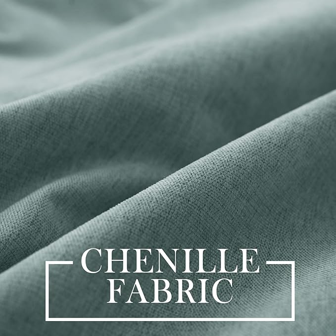 Macochico 100% Blackout Curtains Thermal Insulated Noise Reducing Chenille Curtains for Hotel Auditorium Bedroom Living Room Grommet Teal Curtains with Tieback Classic 52" Wx84 L 1 Panel