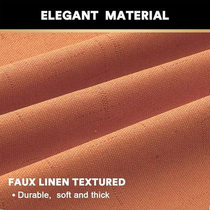 PrinceDeco 100% Blackout Curtains 84 inch Length 2 Panels Set Anti-Rust Grommet Linen Textured Curtains for Bedroom Solid Full Blackout Thermal Insulated with White Liner, Orange, 42" W x 84" L