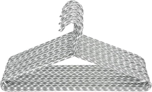 Clothes Hangers 30 Pack – Space Saving Fabric & Metal Hangers, Non-Slip Pant & Coat Hangers, Room Essentials, Closet, Durable Wardrobe Storage for Shirts, Suits & Pants – Grey/White
