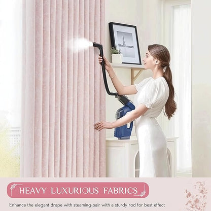 Beauoop Pink Floral Jacquard Blackout Curtains 90 Inches Long 2 Panels for Girls Bedroom Living Room Chenille Flower Room Darkening Thermal Insulated Soundproof Rod Pocket Back Tab Window Drapes 52x90