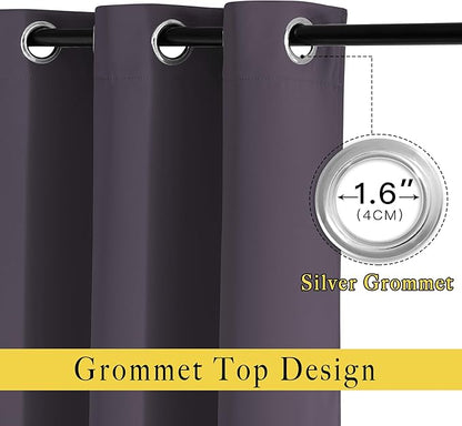 NICETOWN Blackout Large Window Curtains 84 inches Long - Grommet Room Darkening Sliding Door Thermal Curtains & Drapes Sound Block for Bedroom/Living Room (Greyish Purple, 2 Panels, W66 x L84)