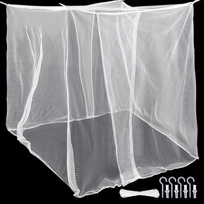 4 Corners Mosquito Net for Mosquiteros para Camas Bed Canopies Netting Bed Drapes Rectangular Mosquito Mesh for Camping Home Outdoor Travel(White B,L75 X W71 X H79 Inch,2 Opening)