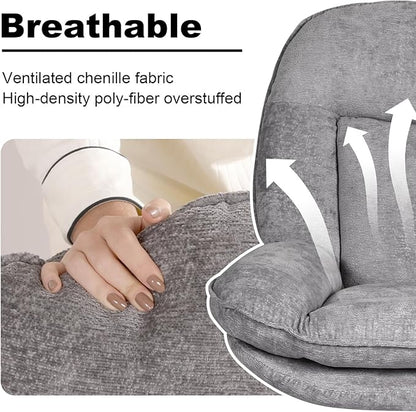 360°Free Swivel Accent Chair Set of 2 for Living Room, Slightly 20°Rocking, 24" High Backrest Upholstered Armchair, Ergonomic Design, Chenille Breathable Soft Fabric Modern Single Sofa, Gray