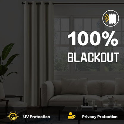 Beige Blackout Soundproof Curtains Thermal Insulation Drapes with 3-in-1 Layer Light Blocking Heat Insulating for Bedroom Living Room (1 Panel, Beige, 50" x 120")