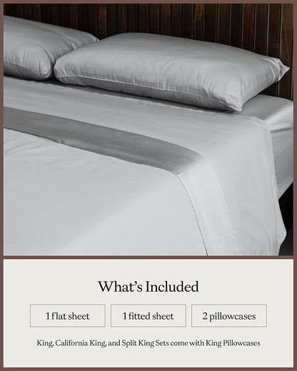 Cozy Earth Luxury Bed Sheet Set - 100% Viscose from Bamboo Fabric, Ultra-Soft & Breathable, Fits Regular & Deep Pocket Mattresses up to 20" - 5 Pieces Split King Sheet Set Light Grey