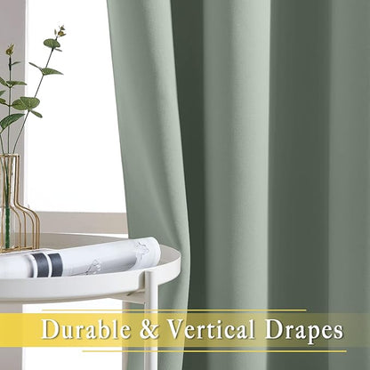 NICETOWN Blackout Sage Green Curtain for Classroom, Thermal Insulated Grommet Room Darkening Window Treatment Sound Reducing for Bedroom/Home Office, 1 Panel, W46 x L63