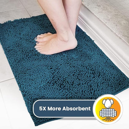 Muddy Mat® | Super Absorbent Door Mat Indoor, Microfiber Quick Dry Chenille Entryway Rug, Non-Slip Front Door Mat, Indoor Mats for Entryway, Machine Washable Pet Rug, Atlantic Blue 59"x24"