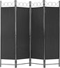 4 Panel Room Divider 6FT Steel Frame Screen Folding Privacy Divider Freestanding Partition for Home Office Bedroom, Black