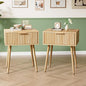 VINGLI Nightstands Set of 2, Fluted Night Stand with Drawer, Bedside Table, Wood Nightstand for Bedroom, Mid Century Modern End Tables, Natural Oak, 18.9" W*14.96" D*24" H