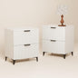 Royal Windsor Small Fluted Nightstand Set of 2 with 2 Drawers, Side End Table, Small Accent Storage Cabinet,Modern Night Stand Bedside Table for Bedroom Full Size Bed,White