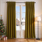 Lazzzy Velvet Blackout Curtains Thermal Insulated Room Window Drapes Super Soft Luxury Curtains for Living Room Bedroom Rod Pocket 2 Panels, Golden Olive, 52" W x 108" L