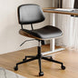 Armless Office Chair with Wheels, PU Leather Adjustable Height Desk Chair - 360° Swivel Ergonomic Computer Chair for Small Space, Modern Walnut Style, Home & Meeting Room, Black
