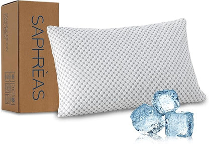 SAPHREAS Cooling Bed Pillows Queen for Sleeping, Luxury Hotel Shredded Memory Foam Pillows for Side Back Stomach Sleepers, Cool Firm Pillow for Neck Support