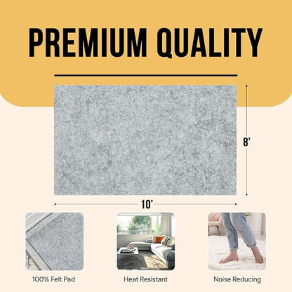 Premium Felt Rug Pad 8x10 Feet, Thick Rug Pads for Hardwood Floors, Laminate, Vinyl, Stone, Carpet & Tile, Under Rug Padding