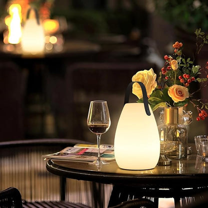 uuffoo 2 Pack Portable Outdoor Table Lamp - Dimmable Rechargeable Night Lights w/ Remote and 7 RGB Colors, IP44 Water-Resistant Hanging Lantern for Patio, Tent, Bedroom, Garden, Emergency