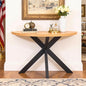 Half Moon Table for Small Spaces,45" Wood Entry Console Table with Adjustable Metal Legs,Hallway