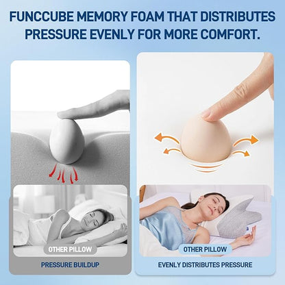 Cervical Neck Pillow for Neck Pain Relief – Orthopedic Contour Memory Foam Pillow for Side & Back Sleepers, Ergonomic Neck Support, Cooling Butterfly Pillow