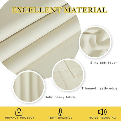 NICETOWN Blackout Sliding Glass Door Curtains, Room Darkening Thermal Insulated Curtains for Living Room Bedroom, Extra Wide Window Drapes, 1 Panel, W80 x L118, Beige