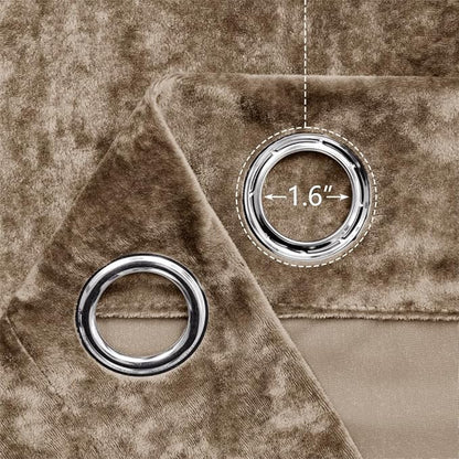 SMILETIME Amber Beige Crushed Velvet Curtains 52x108 inch Luxurious Thermal Insulated Soundproof Drapes for Living Room Bedroom Office Soft and Durable Light-Filtering Window Treatments, 2 Panels